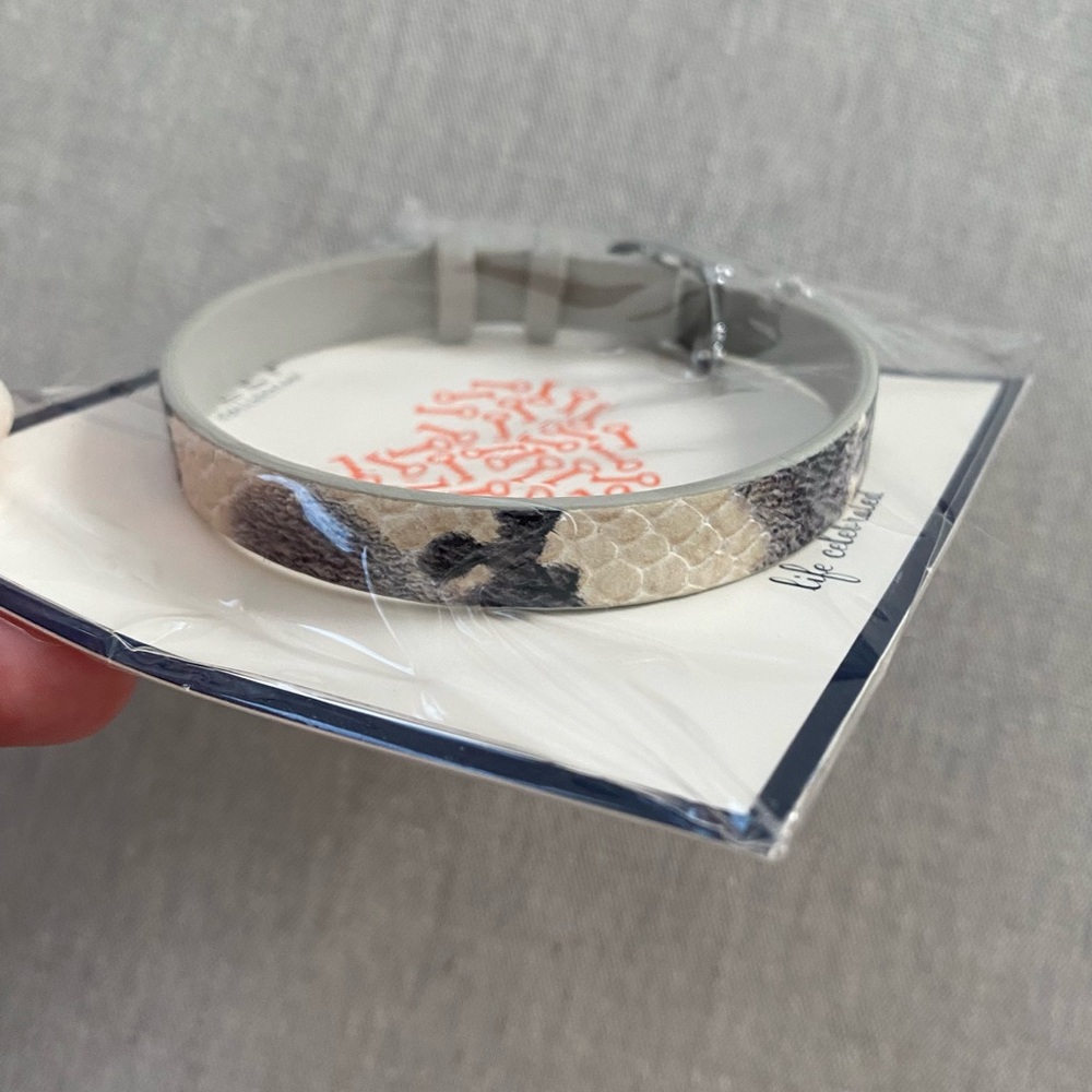 Stella & Dot Keep Collective Single Leather Band Wrap Bracelet Snakeskin Print